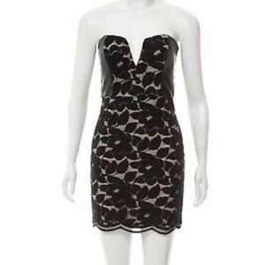 NWOT Mason Strapless Lace Dress Leather Detail
